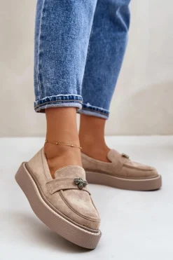 Boto Loafersy Damskie|Mokasyny Na Platformie*Mokasyny Damskie Na Platformie Beżowe Erithine