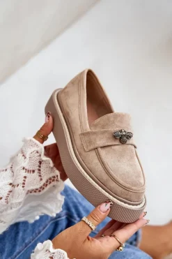 Boto Loafersy Damskie|Mokasyny Na Platformie*Mokasyny Damskie Na Platformie Beżowe Erithine