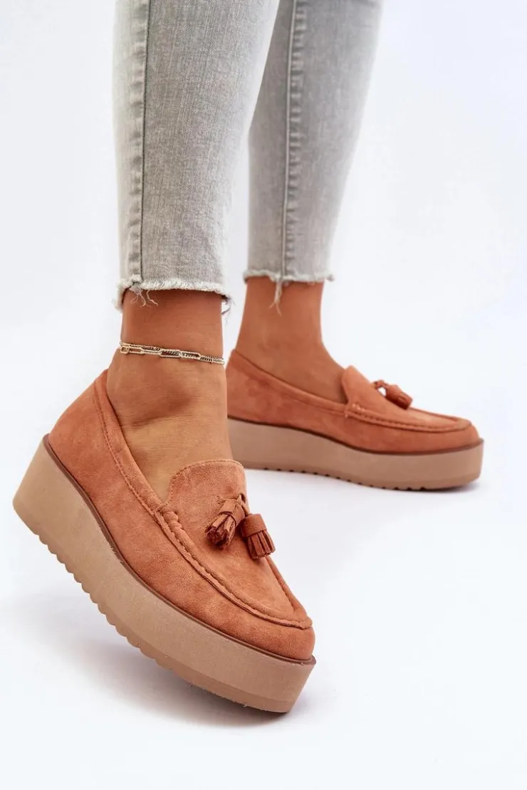Boto Loafersy Damskie|Mokasyny Na Platformie*Mokasyny Damskie Na Platformie Z Frędzlami Pomarańczowe Mialani