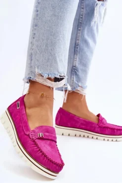 Clearance Boto Mokasyny Damskie Na Platformie Fuksja Mirren