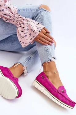 Clearance Boto Mokasyny Damskie Na Platformie Fuksja Mirren