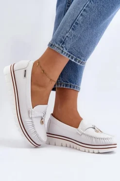 New Boto Mokasyny Damskie Na Platformie Białe Railav