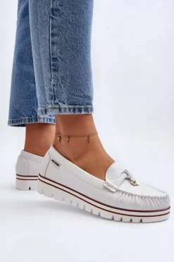 New Boto Mokasyny Damskie Na Platformie Białe Railav