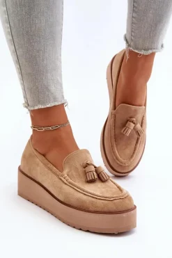 Boto Mokasyny Na Platformie|Mokasyny Damskie Zamszowe*Mokasyny Damskie Na Platformie Z Frędzlami Brązowe Mialani