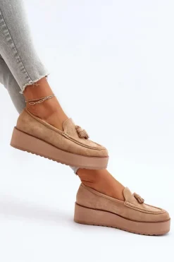 Boto Mokasyny Na Platformie|Mokasyny Damskie Zamszowe*Mokasyny Damskie Na Platformie Z Frędzlami Brązowe Mialani