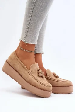 Boto Mokasyny Na Platformie|Mokasyny Damskie Zamszowe*Mokasyny Damskie Na Platformie Z Frędzlami Brązowe Mialani
