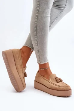 Boto Mokasyny Na Platformie|Mokasyny Damskie Zamszowe*Mokasyny Damskie Na Platformie Z Frędzlami Brązowe Mialani