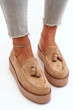 Boto Mokasyny Na Platformie|Mokasyny Damskie Zamszowe*Mokasyny Damskie Na Platformie Z Frędzlami Brązowe Mialani