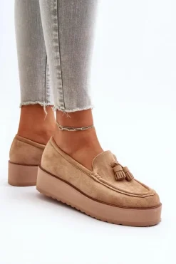 Boto Mokasyny Na Platformie|Mokasyny Damskie Zamszowe*Mokasyny Damskie Na Platformie Z Frędzlami Brązowe Mialani