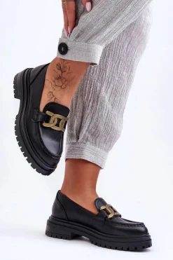 Boto Mokasyny Damskie Skórzane|Mokasyny Na Platformie*Mokasyny Damskie Na Platformie Z Ozdobą Czarne Ameg