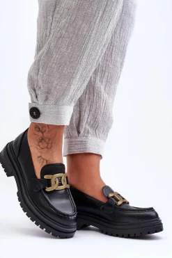 Boto Mokasyny Damskie Skórzane|Mokasyny Na Platformie*Mokasyny Damskie Na Platformie Z Ozdobą Czarne Ameg