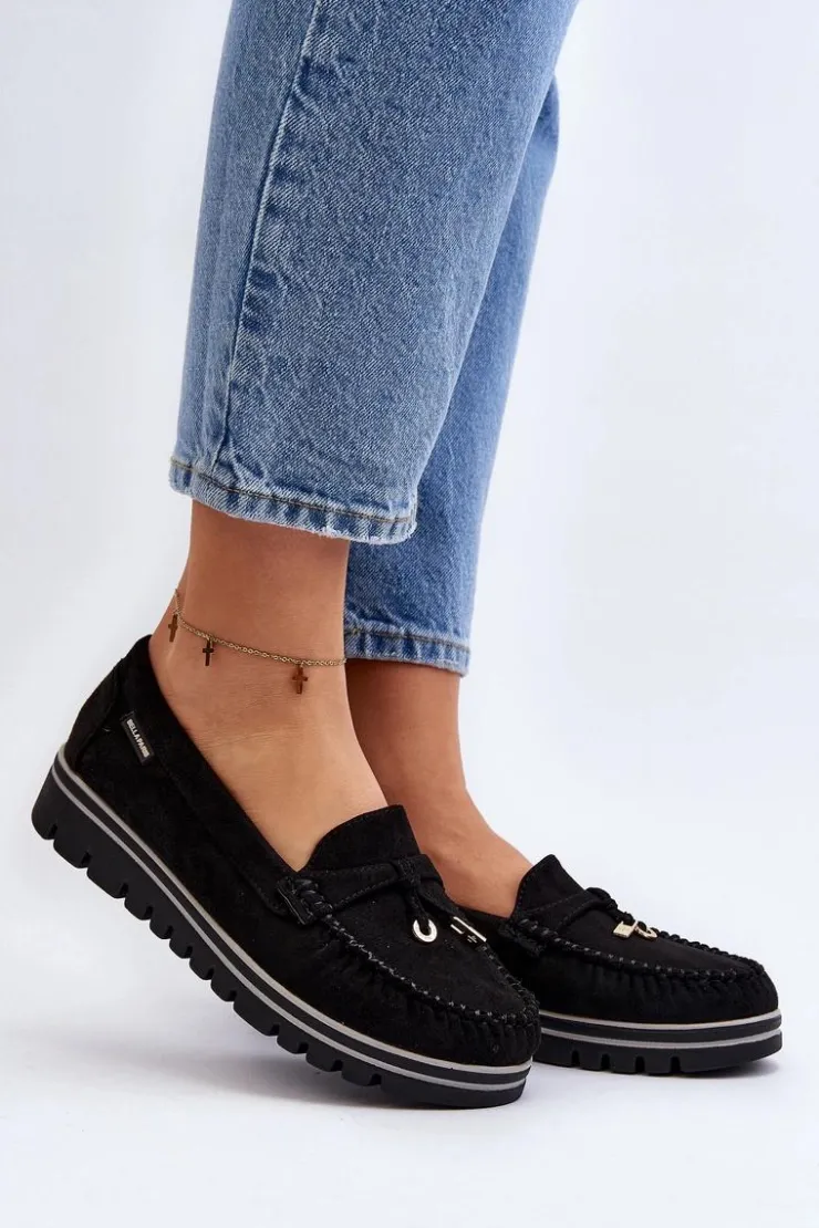 Damskie Boto Mokasyny Damskie Na Platformie Czarne Railav