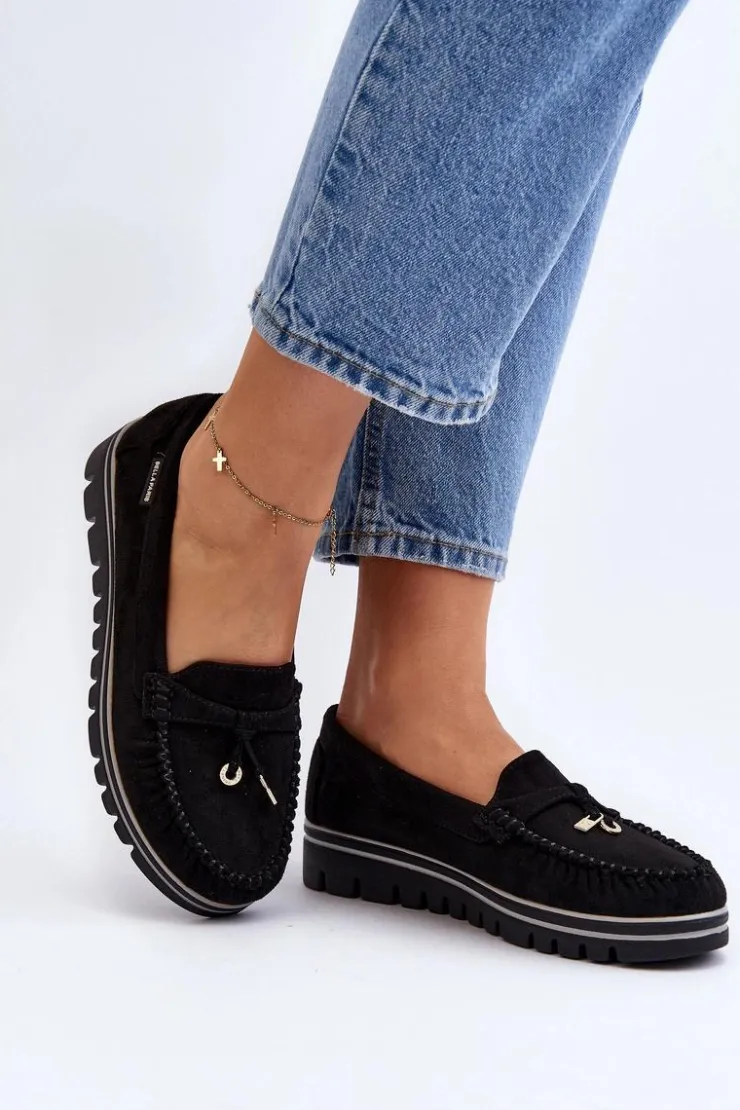 Damskie Boto Mokasyny Damskie Na Platformie Czarne Railav