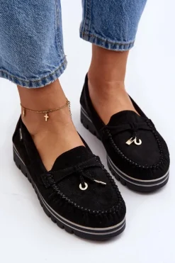 Damskie Boto Mokasyny Damskie Na Platformie Czarne Railav