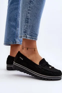 Damskie Boto Mokasyny Damskie Na Platformie Czarne Railav