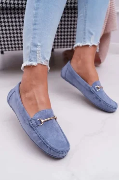Boto Mokasyny Damskie Zamszowe*Mokasyny Damskie Niebieskie Zamszowe Sonnero