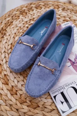 Boto Mokasyny Damskie Zamszowe*Mokasyny Damskie Niebieskie Zamszowe Sonnero