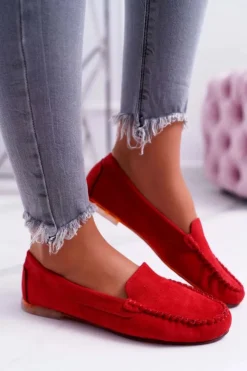 Best Buty Sergio Leone Mokasyny Damskie Sergio Leone Zamszowe Czerwone Winted