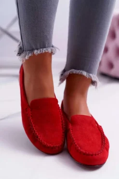 Best Buty Sergio Leone Mokasyny Damskie Sergio Leone Zamszowe Czerwone Winted