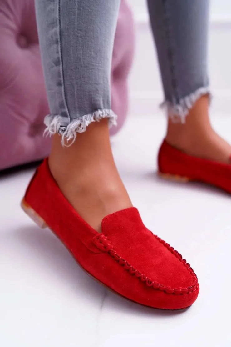 Best Buty Sergio Leone Mokasyny Damskie Sergio Leone Zamszowe Czerwone Winted