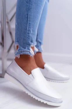 Damskie Buty Sergio Leone Mokasyny Damskie Sergio Leone Srebrne Magento