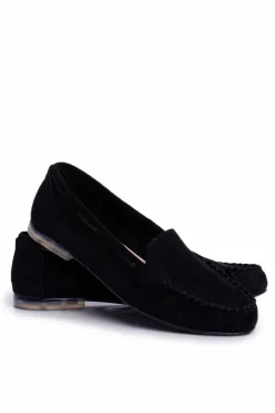 Buty Sergio Leone Mokasyny Damskie Zamszowe*Mokasyny Damskie Sergio Leone Zamszowe Czarne MK722