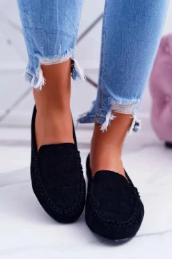 Buty Sergio Leone Mokasyny Damskie Zamszowe*Mokasyny Damskie Sergio Leone Zamszowe Czarne Winted