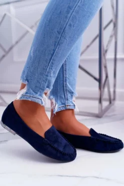 Damskie Buty Sergio Leone Mokasyny Damskie Sergio Leone Zamszowe Granatowe Winted