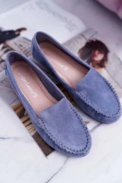 Online Buty Sergio Leone Mokasyny Damskie Sergio Leone Zamszowe Jasnoniebieskie Winted