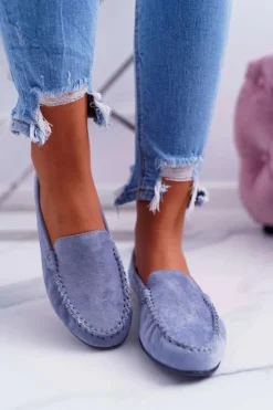 Online Buty Sergio Leone Mokasyny Damskie Sergio Leone Zamszowe Jasnoniebieskie Winted