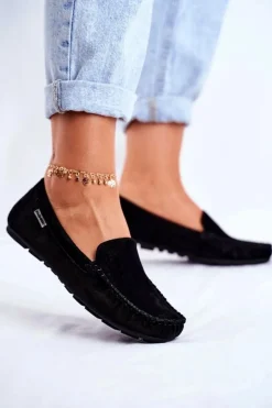 Damskie Buty damskie Vinceza Mokasyny Damskie Skóra Zamsz Czarne Papito