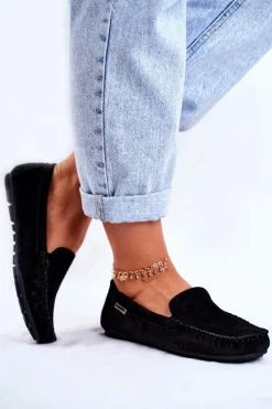 Damskie Buty damskie Vinceza Mokasyny Damskie Skóra Zamsz Czarne Papito