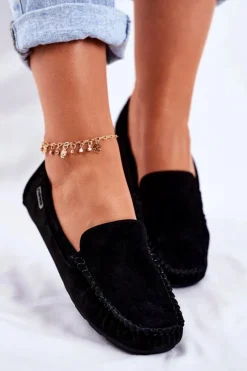 Damskie Buty damskie Vinceza Mokasyny Damskie Skóra Zamsz Czarne Papito