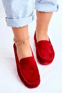 Damskie Buty damskie Vinceza Mokasyny Damskie Skóra Zamsz Czerwone Papito