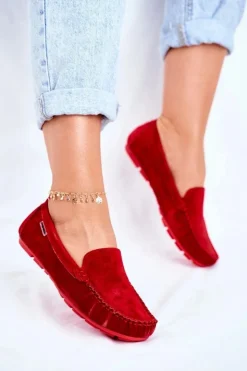 Damskie Buty damskie Vinceza Mokasyny Damskie Skóra Zamsz Czerwone Papito