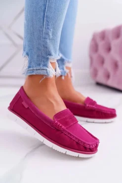 Damskie buty S.Barski Mokasyny Damskie Zamszowe*Mokasyny Damskie Skóra Zamszowa Fuksja Lauren