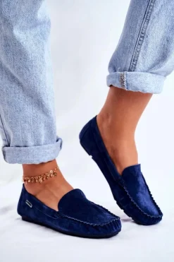 Damskie Buty damskie Vinceza Mokasyny Damskie Skóra Zamsz Niebieskie Papito