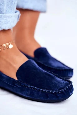 Damskie Buty damskie Vinceza Mokasyny Damskie Skóra Zamsz Niebieskie Papito