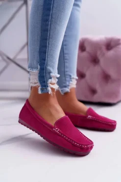Damskie Damskie buty S.Barski Mokasyny Damskie Skóra Zamszowa Fuksja Tenzion