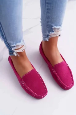 Damskie Damskie buty S.Barski Mokasyny Damskie Skóra Zamszowa Fuksja Tenzion