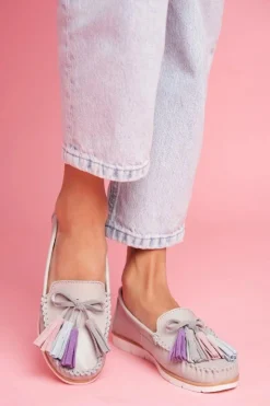 Discount Evento Mokasyny Damskie Skórzane Szare Bebbo