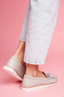 Discount Evento Mokasyny Damskie Skórzane Szare Bebbo