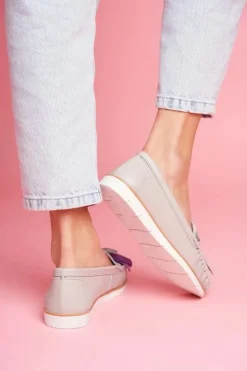 Discount Evento Mokasyny Damskie Skórzane Szare Bebbo