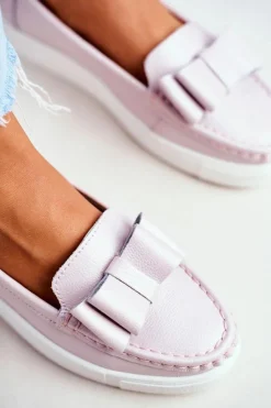 Damskie Damskie buty S.Barski Mokasyny Damskie Skórzane Różowe Lovren