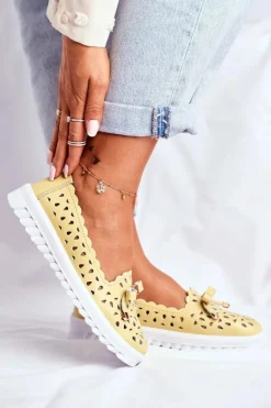 Damskie Damskie buty S.Barski Mokasyny Damskie Skórzane Ażurowe LR71515 Żółte Murrieta