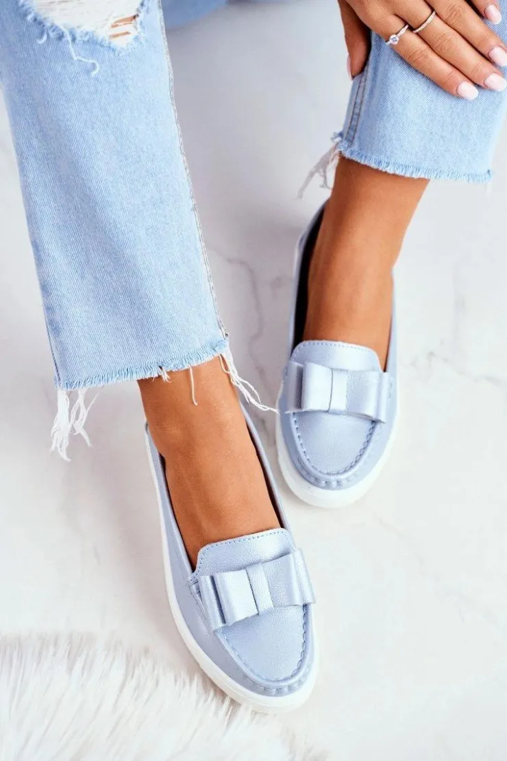 Damskie buty S.Barski Mokasyny Damskie Skórzane*Mokasyny Damskie Skórzane Niebieskie Lovren