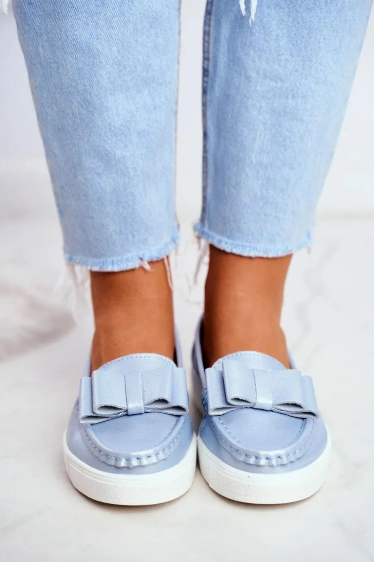 Damskie buty S.Barski Mokasyny Damskie Skórzane*Mokasyny Damskie Skórzane Niebieskie Lovren