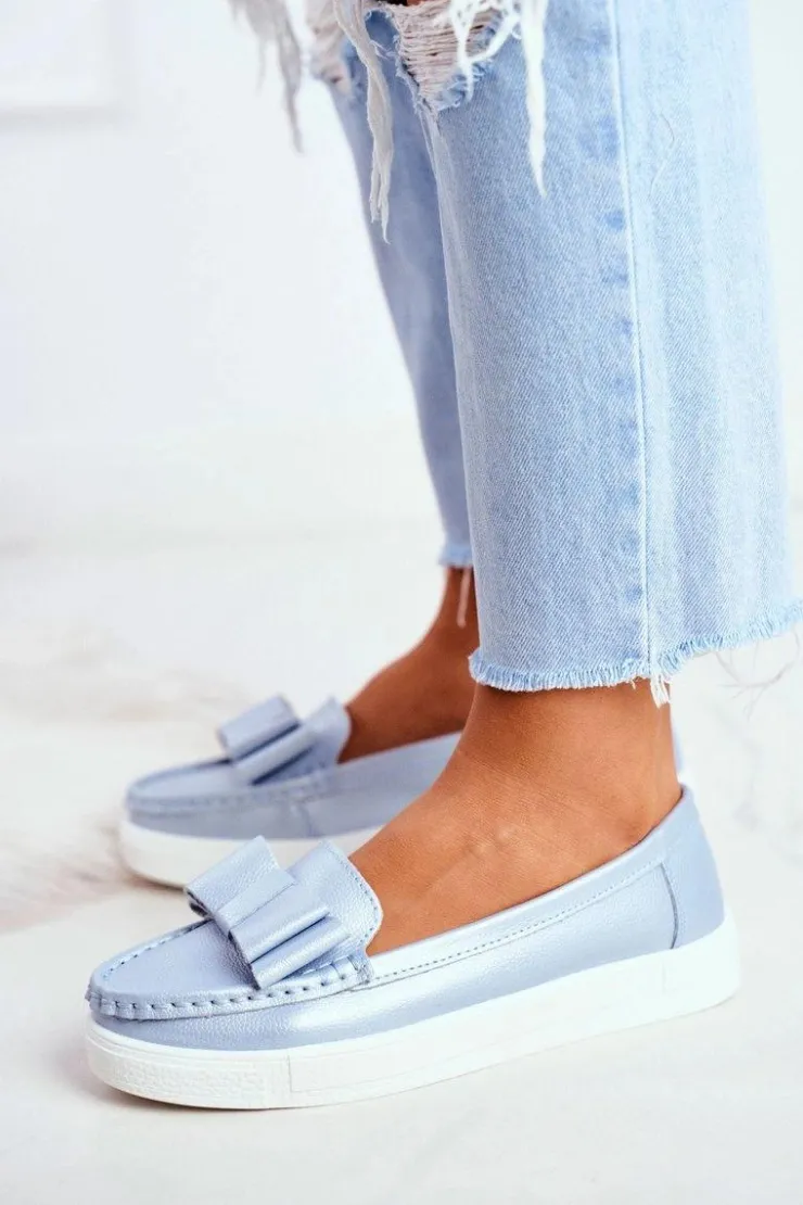 Damskie buty S.Barski Mokasyny Damskie Skórzane*Mokasyny Damskie Skórzane Niebieskie Lovren