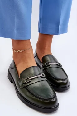 Damskie Buty damskie Vinceza Mokasyny Damskie Skórzane Ciemnozielone Nurea