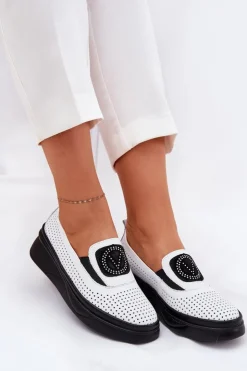 Damskie Buty damskie Vinceza Mokasyny Damskie Skórzane Na Platformie I Koturnie Vinceza 79522 Białe